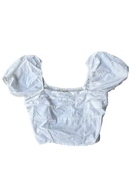Sim & Sam White Puff Sleeve Square Neck Crop Top I Size: XL